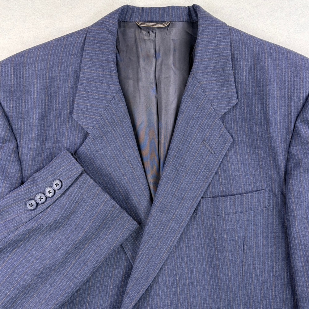 VTG Christian Dior Monsieur Mens Blue Orange Pinstripe Two Button Sport Coat